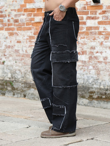 Men's Wide-Leg Patchwork Pants