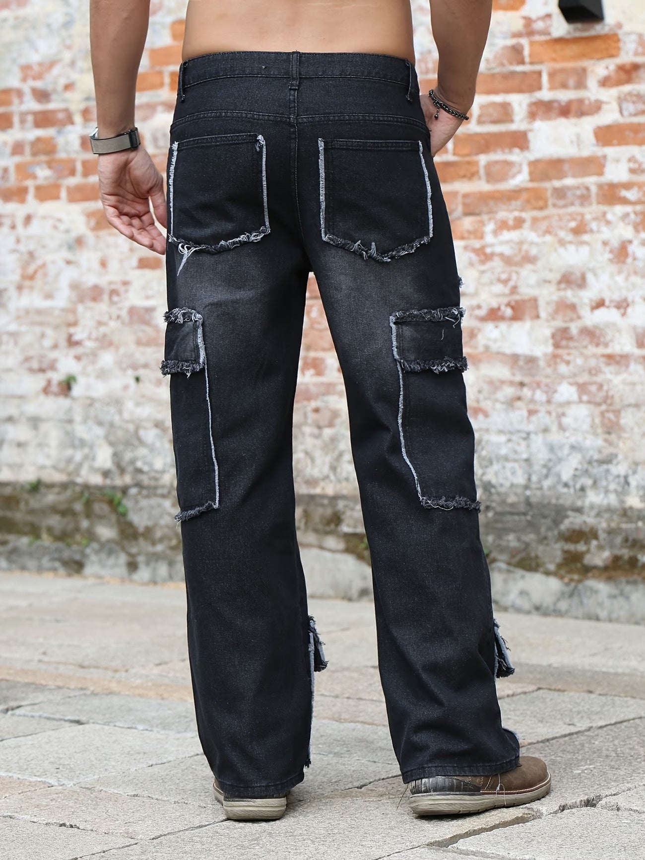 Men's Wide-Leg Patchwork Pants