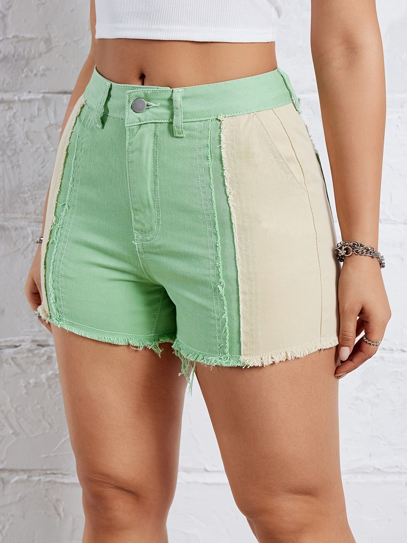 Women's Two-Toned High-Waisted Shorts